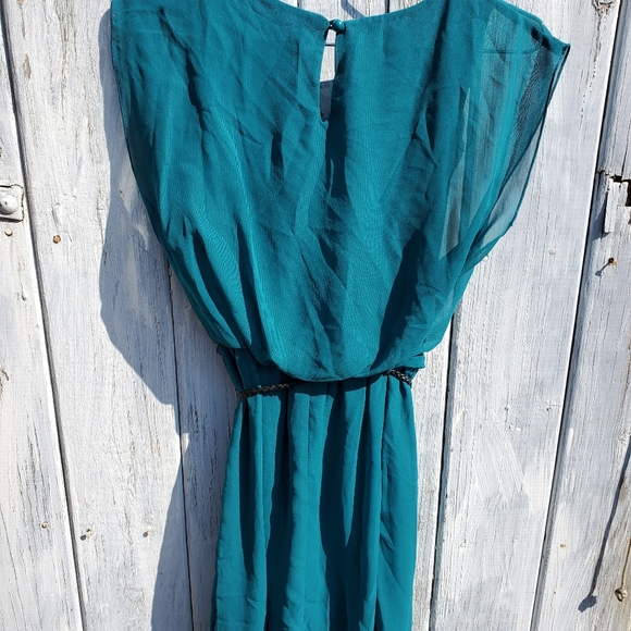 Sweet Storm Teal Feather Dress - Picture 6 of 7